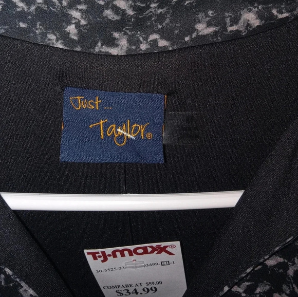 Just Taylor Womens Dress Medium Black Chiffon Long Sheer Sleeve Peasant Tie Neck - Picture 4 of 7